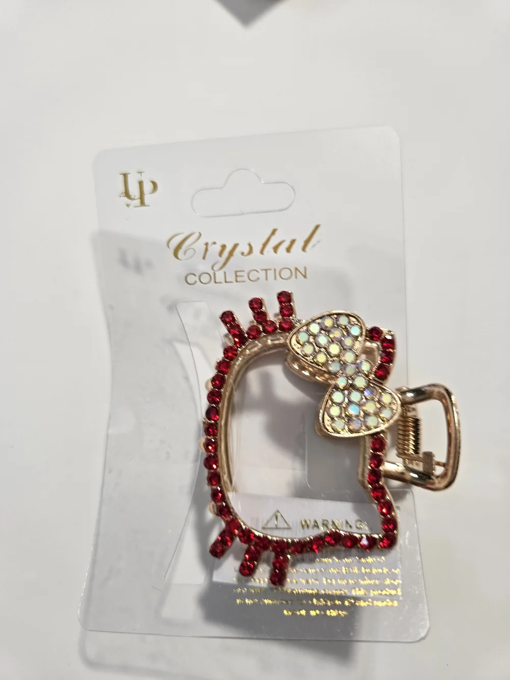 Hello Kitty Rhinestone Hair Clips & Nail Set - Pink, Red, Clear